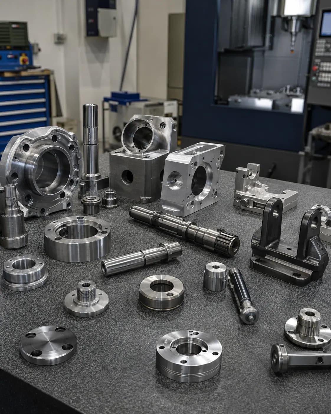 Finished custom machined metal components