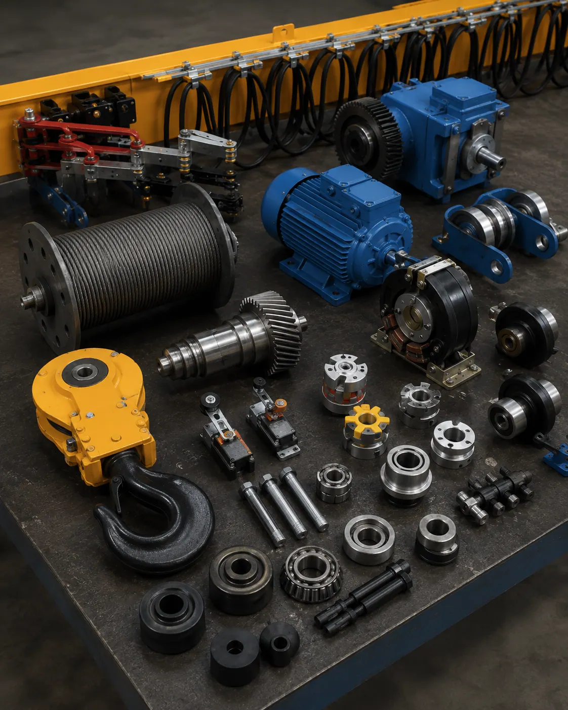 Crane spare parts arranged for technical review