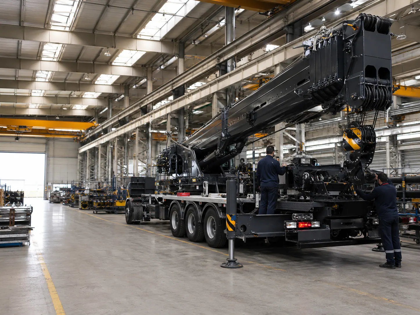 Crane lifting structure prepared in an industrial production setting