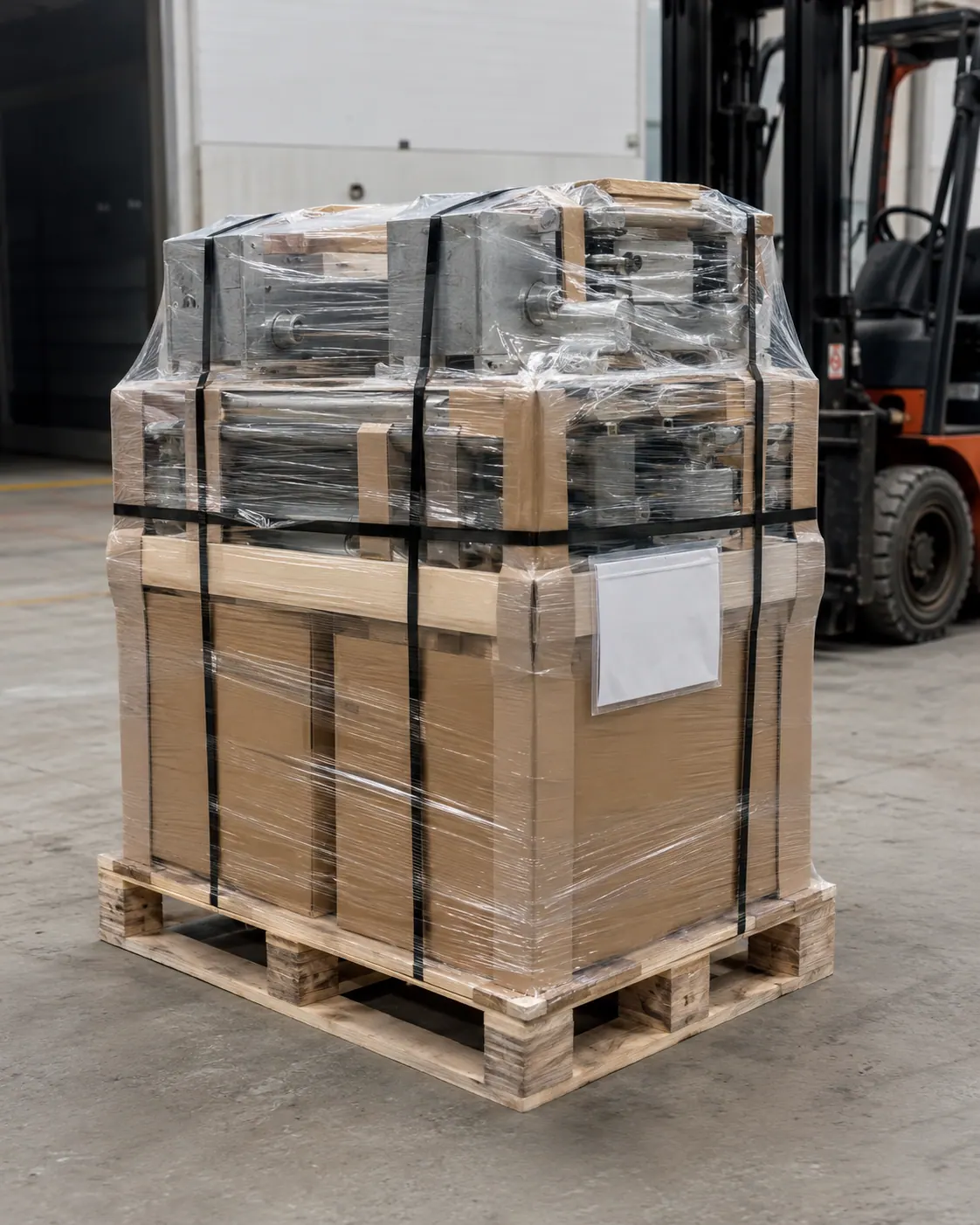 Industrial shipment secured on a pallet